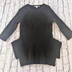 Jonathan Simkhai Black Asymmetrical Ribbed Sweater Fitted Designer XS